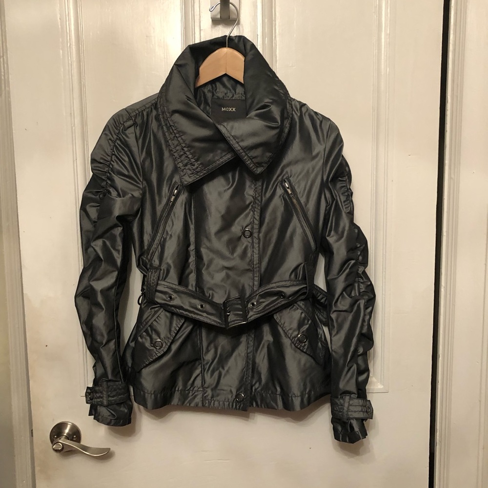 Mexx metallic grey rain jacket 36 Canadian XS/S